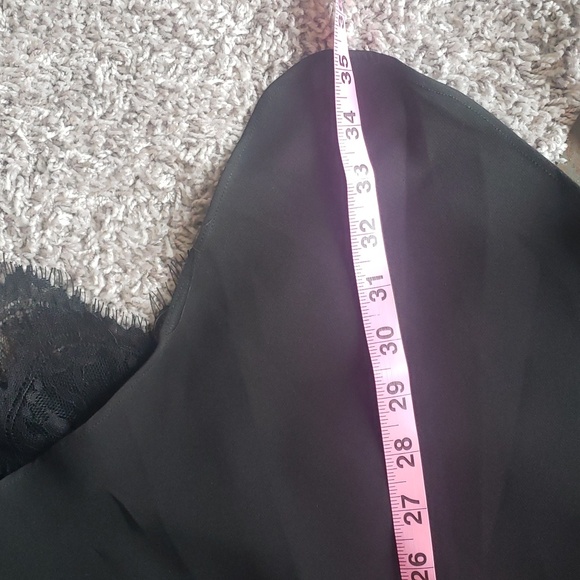 Lattelier Asymmetric Lace Hem Fit and Flare Gather Little Black Dress Sz XL - Picture 13 of 13